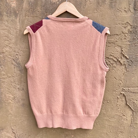 SOLD Vintage Checkmate V Neck Sleeveless Argyle Preppy Sweater Sz M - Picture 2 of 4